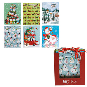 Gift Bag Paper Med Christmas 6ast In 36pc Pdq 8x4x10in