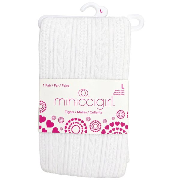 Miniccigirl Youth Cable Tights White in Size L
