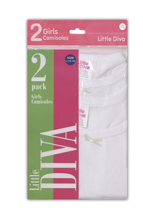 Girl's White Camisoles - 2-Packs