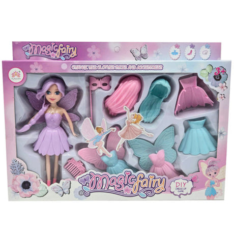 7"  Fairy Dress-Up Doll with Changeable Outfits and Wings
