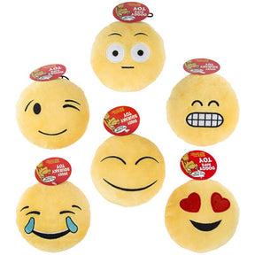 Dog Toy Plush 6in Emoticons W/squeaker 6 Asst Faces In Pdq #p30936