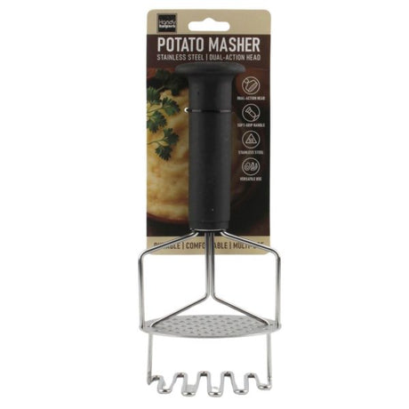Stainless Steel Dual-Head Potato Masher with Non-Slip Handle