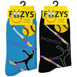 FOOZYS Crew Socks Assorted Black & Blue with Fastpitch Baseball Design Size 9-11