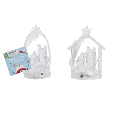 Nativity Scene Ornament/table Decor 2ast 4.5in Color Change Led Clear Ps/xmas Ht 1 Cr2032 Batt Inlc