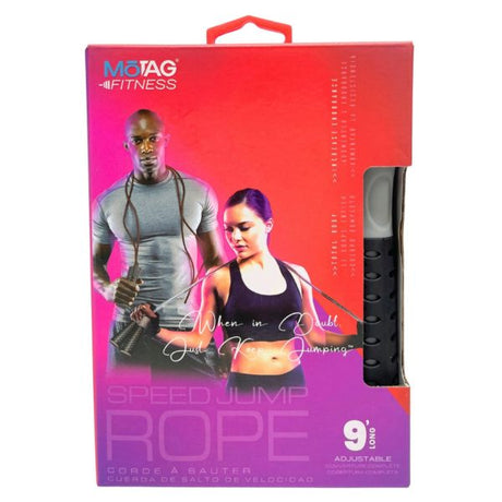 Motag Fitness 9 Foot Adjustable Length Speed Jump Rope in Gray and Black