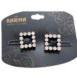 Karina French Couture 2 Pack Jewel Designed Square Hair Clip