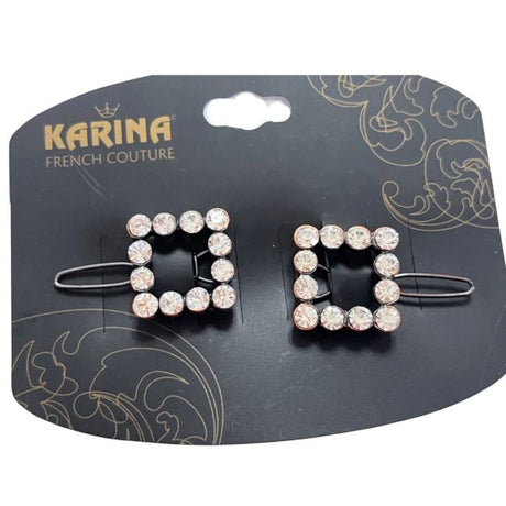 Karina French Couture 2 Pack Jewel Designed Square Hair Clip