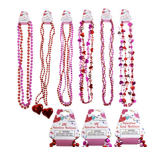Necklace Bead Valentine 6ast 1-3 Pks/val Barbell Card/age 8+