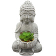 8" Tall Decorative Buddha Statue with Fake Plants and Rocks