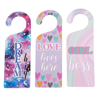 Door Greeter Mdf Girl/dream/love4.9x14 3ast Stocklot Upc Label