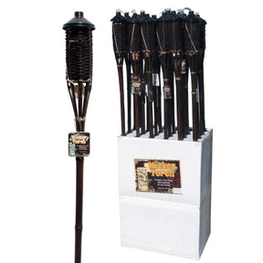 Brown Bamboo Wicker Tiki Torch Floor Display