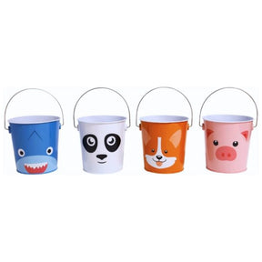 4.4'' x 4.5" Tin Buckets in 4 Assorted Animal Face Designs