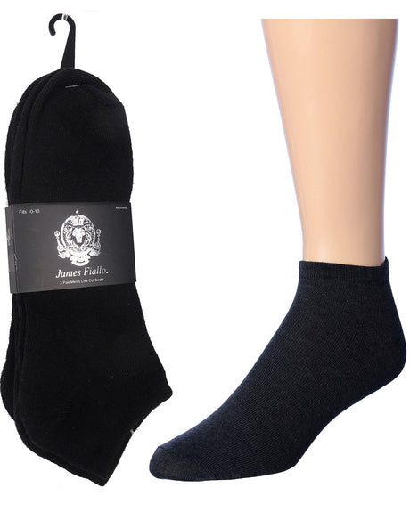 Men's Black Low Cut Socks - Size 10-13 - 3-Pair Packs