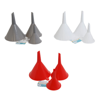 Funnel Plastic 3pc/s-m-l Set  3ast Colors Grey-white-red B&c Hang Tag