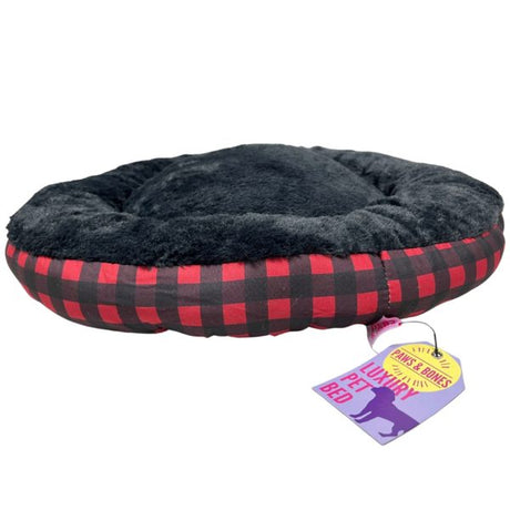 Barker & Meow 24" Luxury Pet Bed in Red Buffalo Plaid
