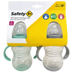 Safety First 2-Pack 9oz Soft Spout Sippy Cups with Handles in Gray & Mint Green