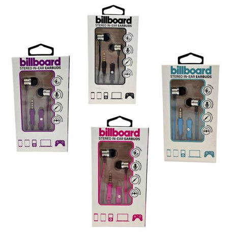 Billboard Wired Earbuds with Mic in Assorted Colors