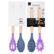2 Piece Silicone and Beechwood Spoon and Pasta Server Utensil Set