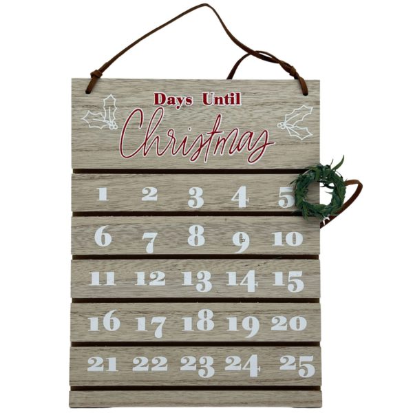 Christmas Countdown Calendar with Pendant Wreathe Hanging Wall Decor