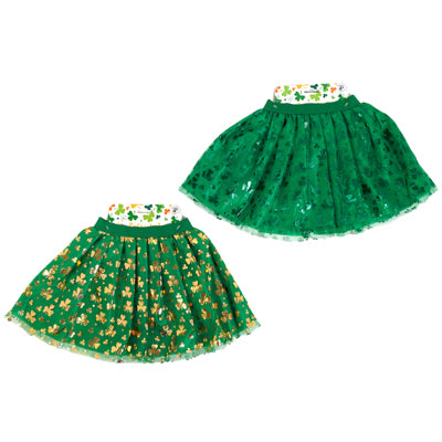 St.patrick Tutu Girls Dressup 2 Layer Green Or Gold Shamrock Hotstamp Stpat/tcd