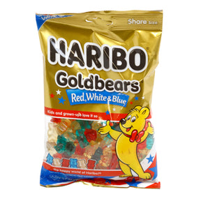 Haribo Goldbears Limited Edition Red - White - Blue 8 Oz Peg Bag Counter Display