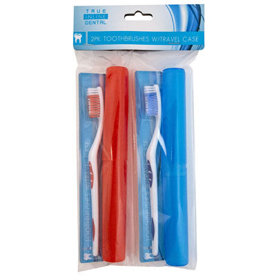 Toothbrush Travel 2pk W/matching Case Soft Bristle Hba Pbh