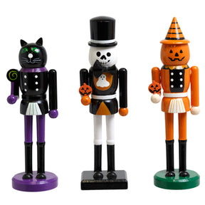 Nutcracker Halloween Wood 10in 3 Asst. Witch/pumpkin/skeleton