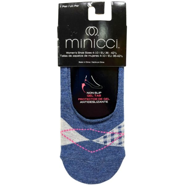 Minicci 1 Pack Light Denim w/ Argyle Pattern Liner Socks Size M/L 4-10