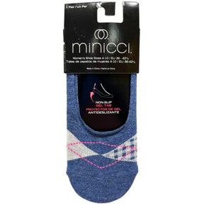 Minicci 1 Pack Light Denim w/ Argyle Pattern Liner Socks Size M/L 4-10