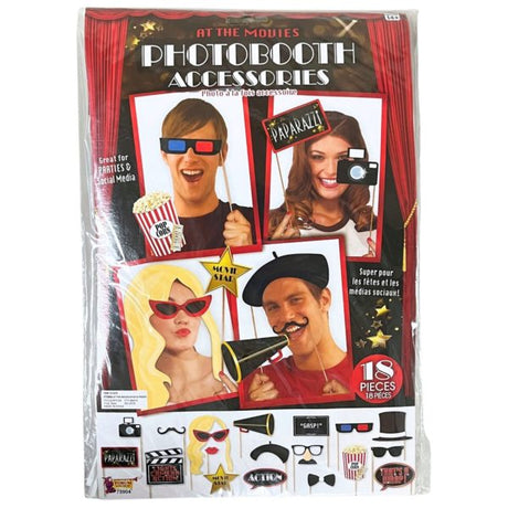 At the Movies 18 Piece Photo Booth Accessories