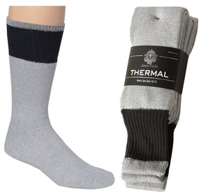 Men's Thermal Crew Boot Socks - Grey & Black - Size 10-13 - 2-Pair Packs