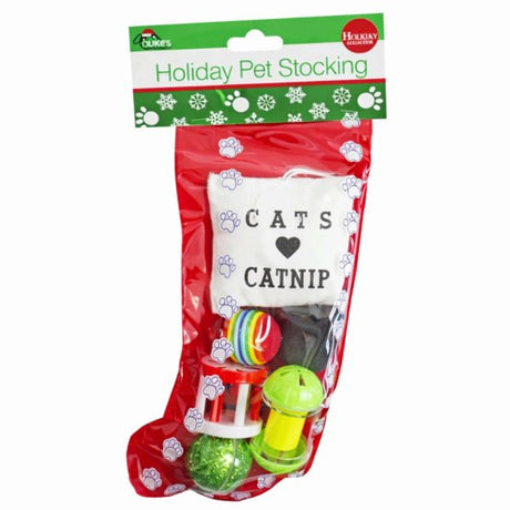 Christmas Cat Stocking w/6 Toys