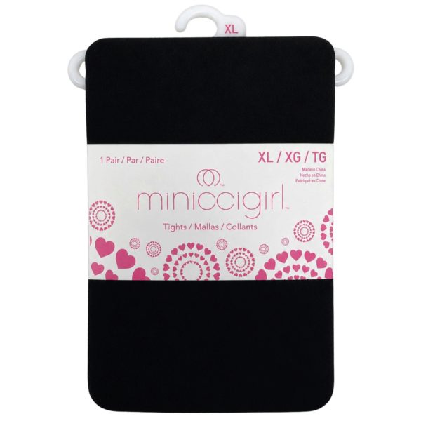 Miniccigirl Youth Footed Tights Solid Black in Size XL