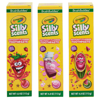 Toothpaste Crayola 4oz Silly Scents Bubble Gum, Strawberry, Watermelon