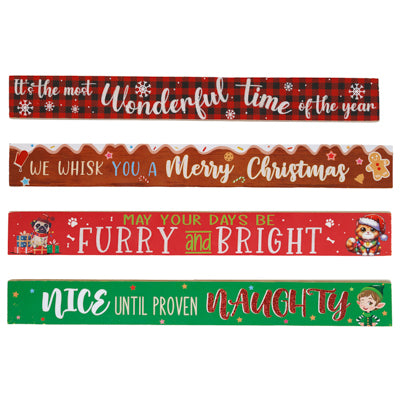 Table Decor Christmas Horizontal 18in Mdf 4 Ast Styles/ Xmas/ Mdf Label