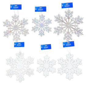 Ornament Snowflake 3ast Sizes In 2 Finishes 8.27/10.24/12.2in Blue Snow Header