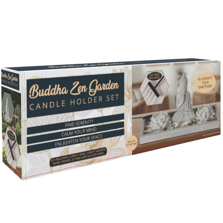 Buddha Zen Garden Lotus Tealight Candle Holder Set