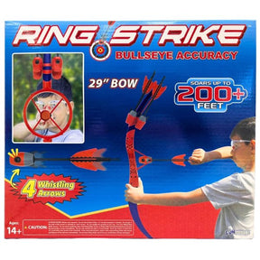 FunWares Red and Blue Ring Strike Bow Launcher with 4 Whistling Arrows