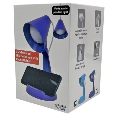 7.5" USB-Powered LED Desk Light with Phone Holder