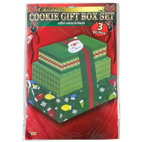 3 Pack Holiday Themed Cookie Gift Boxes