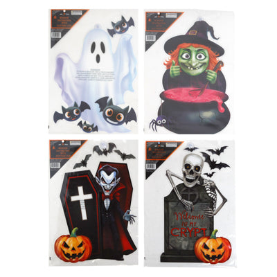 Window Decor Halloween 4 Asst 11.75 X 16.5in Pb W/ Label