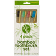 4 Pack Bamboo Toothbrush Set