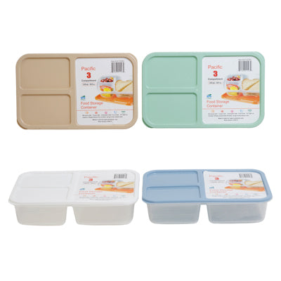 Food Storage Container 3 Comp Clr Bot 4 Color Lids #pacific 60.9 Oz 1800ml