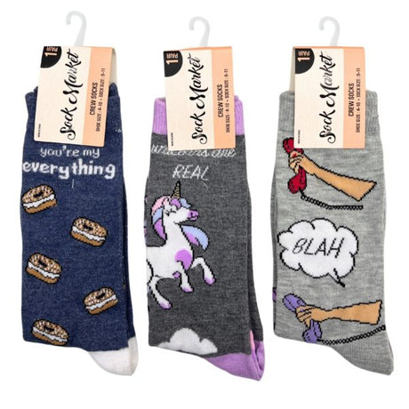 Women's Crew Socks in Assorted Pop Art Designs