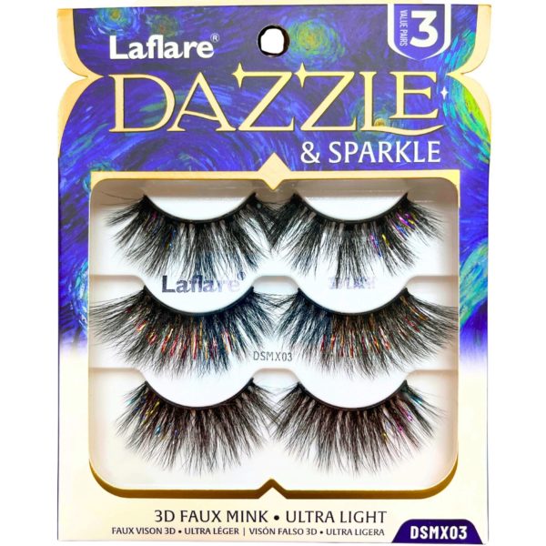 LaFlare Dazzle & Sparkle 3D Glam Tinsel Enhanced 3 Pack Lashes