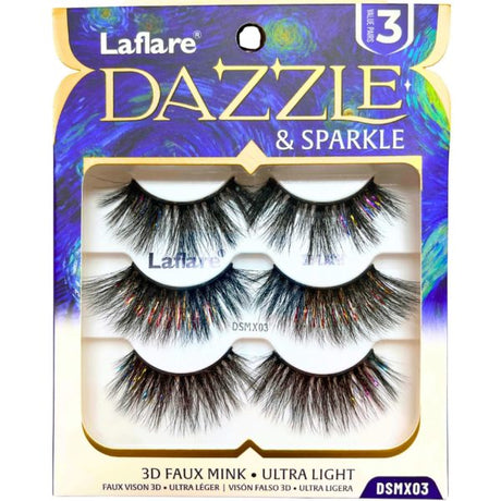 LaFlare Dazzle & Sparkle 3D Glam Tinsel Enhanced 3 Pack Lashes