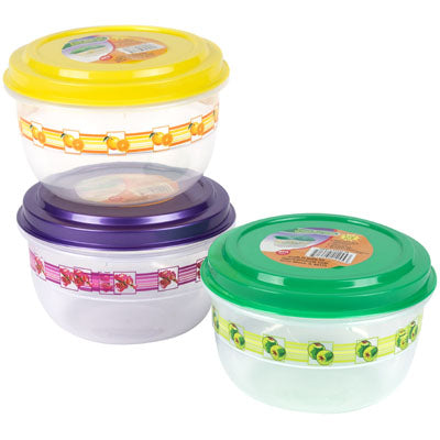 Food Storage Container 48 Oz Round 3 Color Lids With Printed Bottom #fiesta 1500