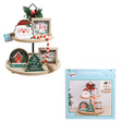 2-tier Tray Christmas Mdf/ Bottom 11.7dia -top 8.6in Dia 13.87in H/greenery Trim/color Boxed