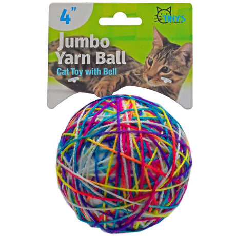 4" Jumbo Yarn Ball Pet Cat Toy with Bell