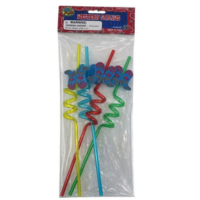 Kid Fun 4 Pack Western Reusable Spiral Straws with Boot Decoration